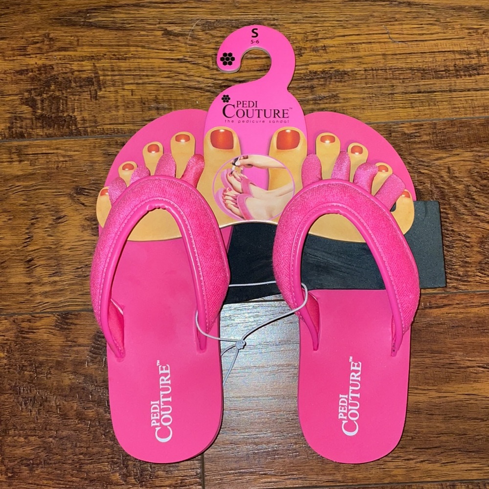 NWT Pedi Couture Pedicure Hot Pink Sandals - Picture 2 of 9